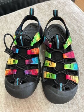 Keen Black Sandals with Rainbow Straps